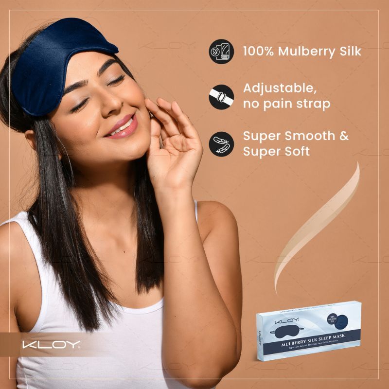100% Mulberry Silk Sleep Eye Mask - Blue