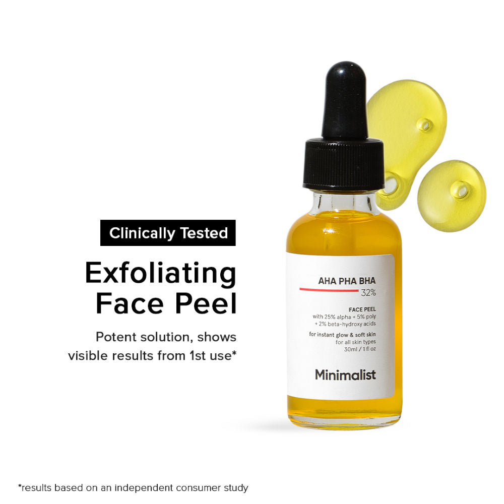 25% AHA + 5% PHA + 2% BHA Exfoliating Peel Solution For Instant Glow & Soft Skin