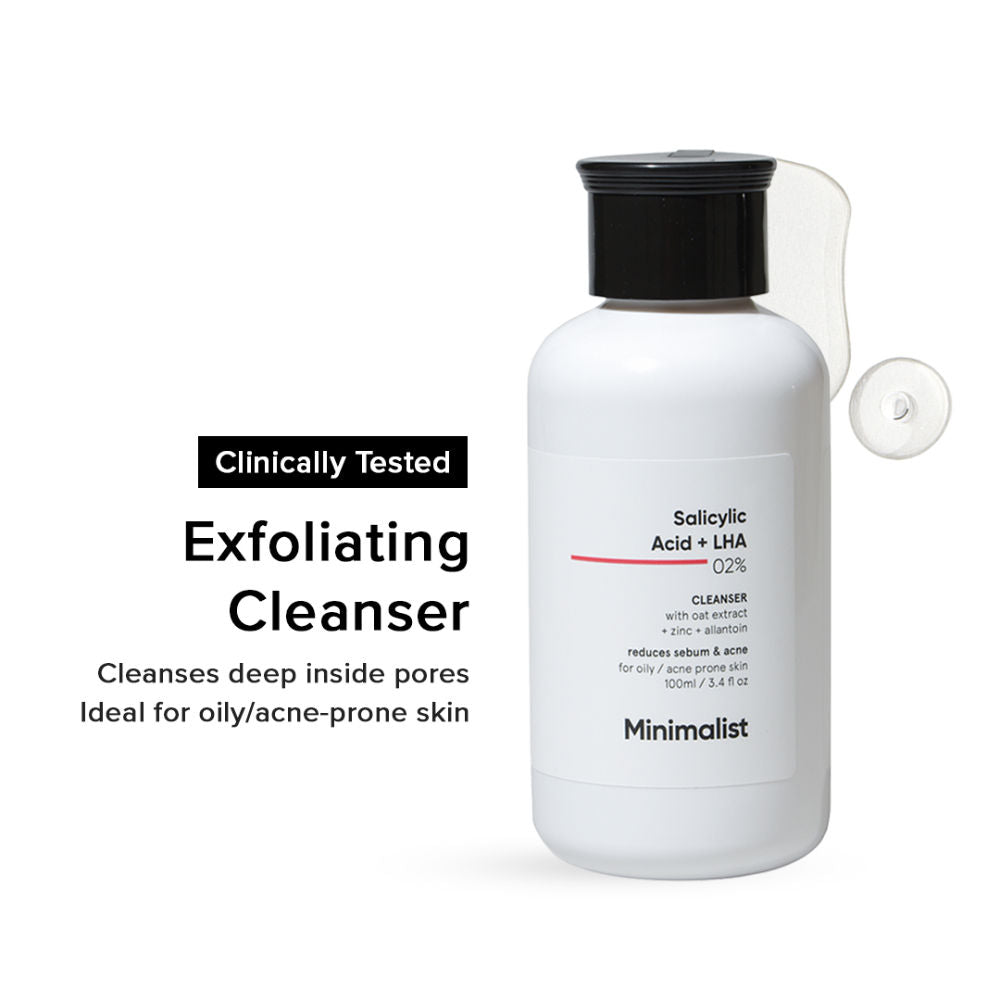 2% Salicylic Acid + LHA Face Cleanser With Zinc For Reducing Sebum & Acne