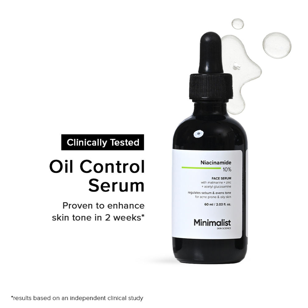 10% Niacinamide Face Serum With Matmarine + Zinc For Reducing Oil & Blemishes - 60ml