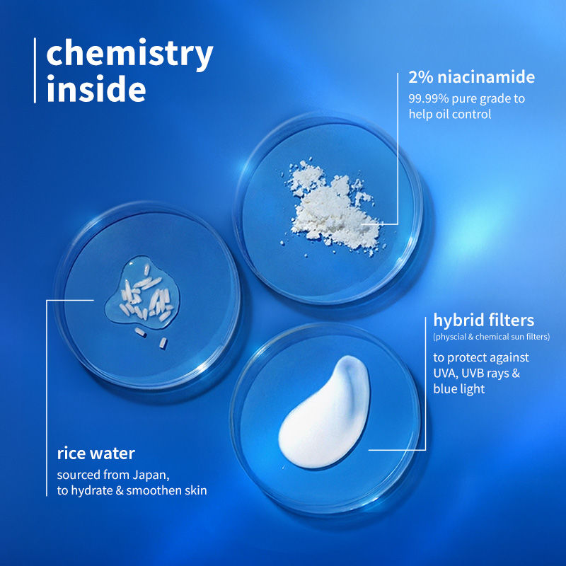 2% Niacinamide & Rice Water SPF 50 PA+++ Sunscreen, Fades Tan, For Oily To Dry Skin Type