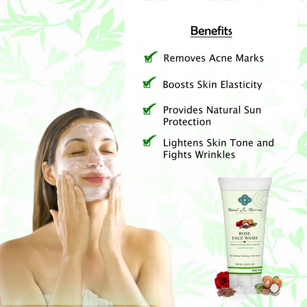 Teal and Terra Rose Face Wash for Gentle Cleansing, Refreshing Skincare