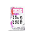 Black Color Curve Design with 3D Studs Press On Nails