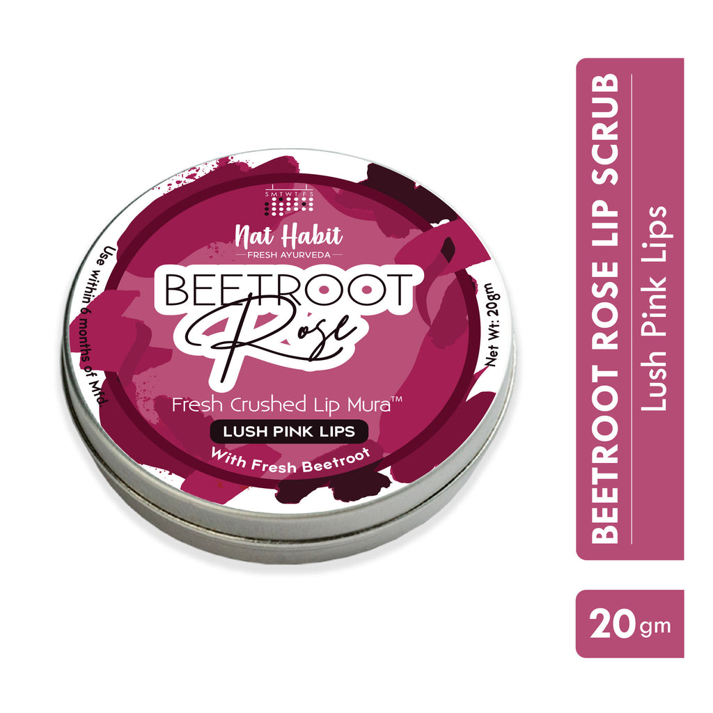 Beetroot Rose Fresh Lip Scrub, Lip Mask for Dark, Dry & Chapped Lips Natural Pink Lips - 20 g