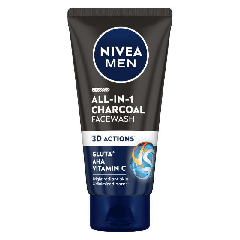 MEN Face Wash, All in 1 Charcoal, to Detoxify & Refresh Skin with 10x Vitamin C Effect