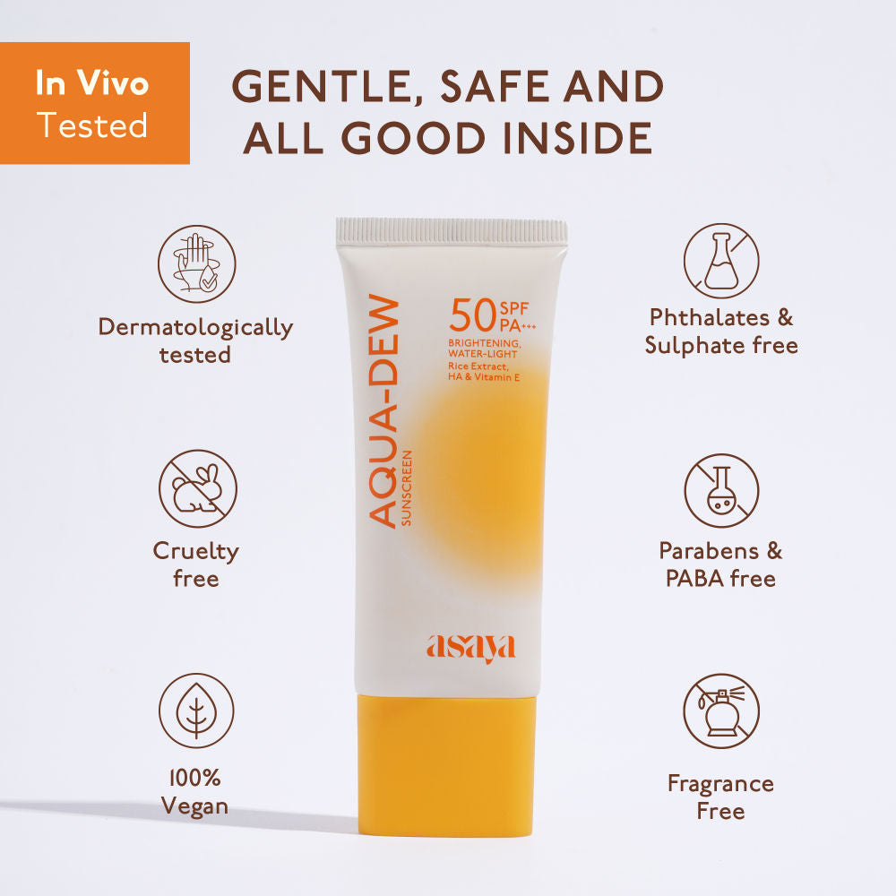 In-Vivo Tested Dewy Sunscreen SPF 50 Lightweight Water Sunscreen, Vitamin E No White Cast