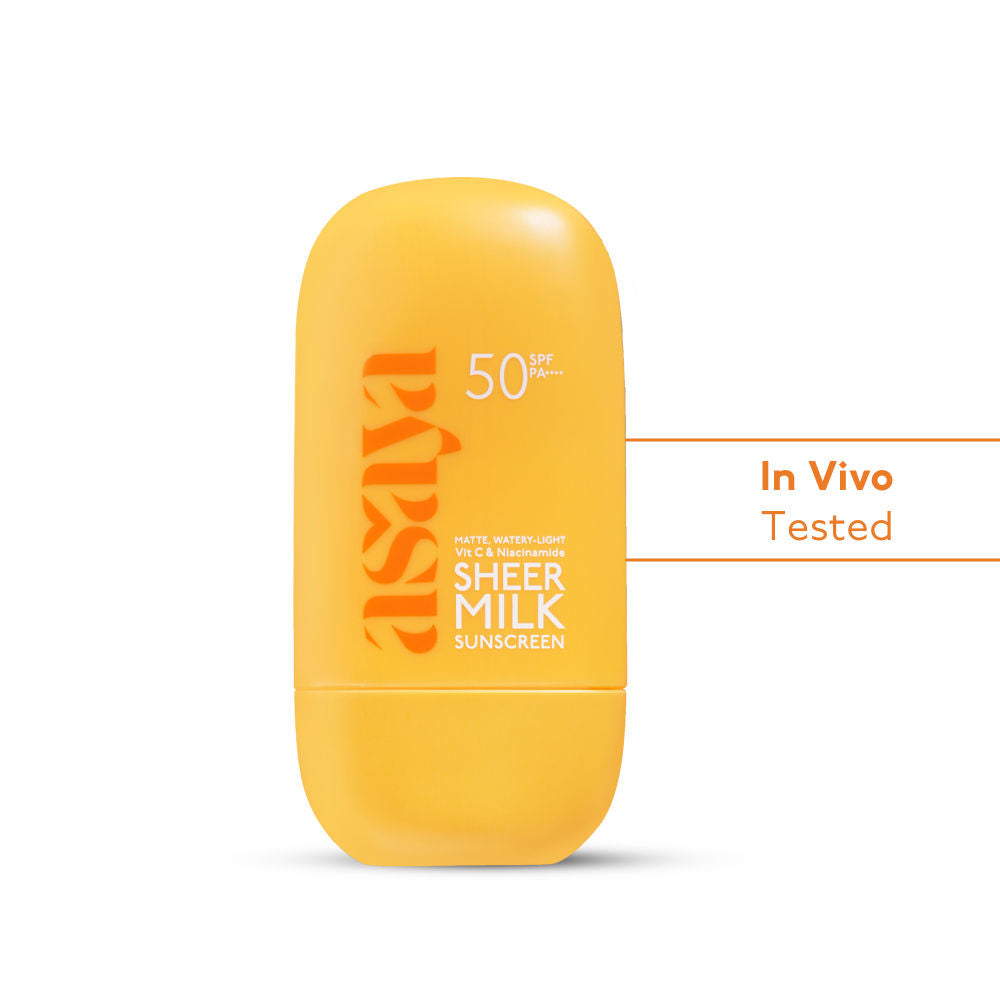 In-Vivo Tested Sheer Milk Sunscreen SPF 50 PA++++ for Brightening & No White Cast