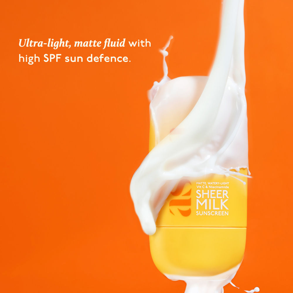 In-Vivo Tested Sheer Milk Sunscreen SPF 50 PA++++ for Brightening & No White Cast
