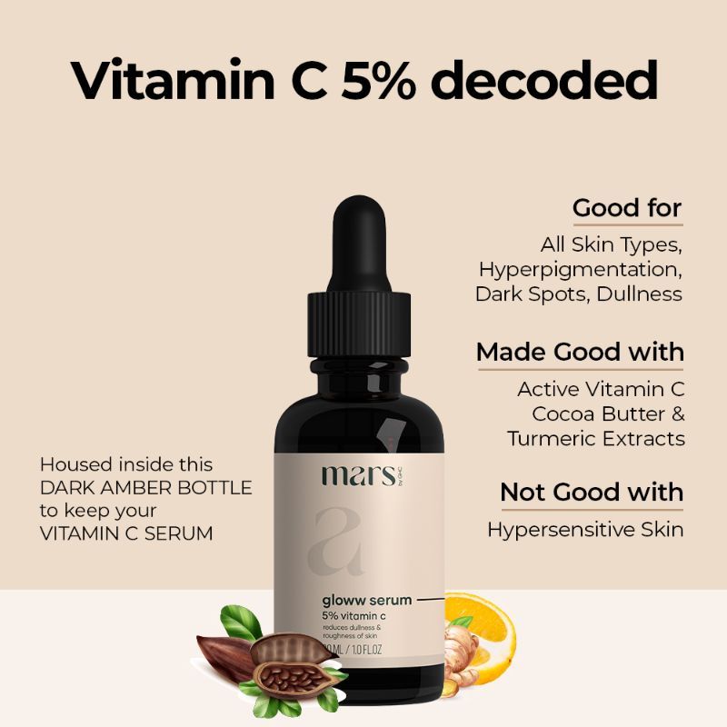 Vitamin C Face Serum With 5% Niacinamide For Dry & Sensitive Skin