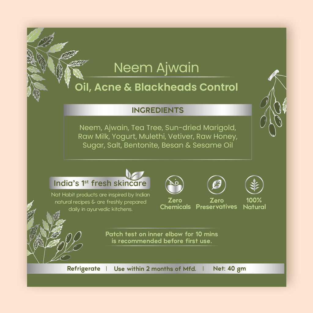 Neem Ajwain Ksheer Lepa, Clay Face Mask for Acne & Blemish Prone Skin, Ayurvedic Face Pack