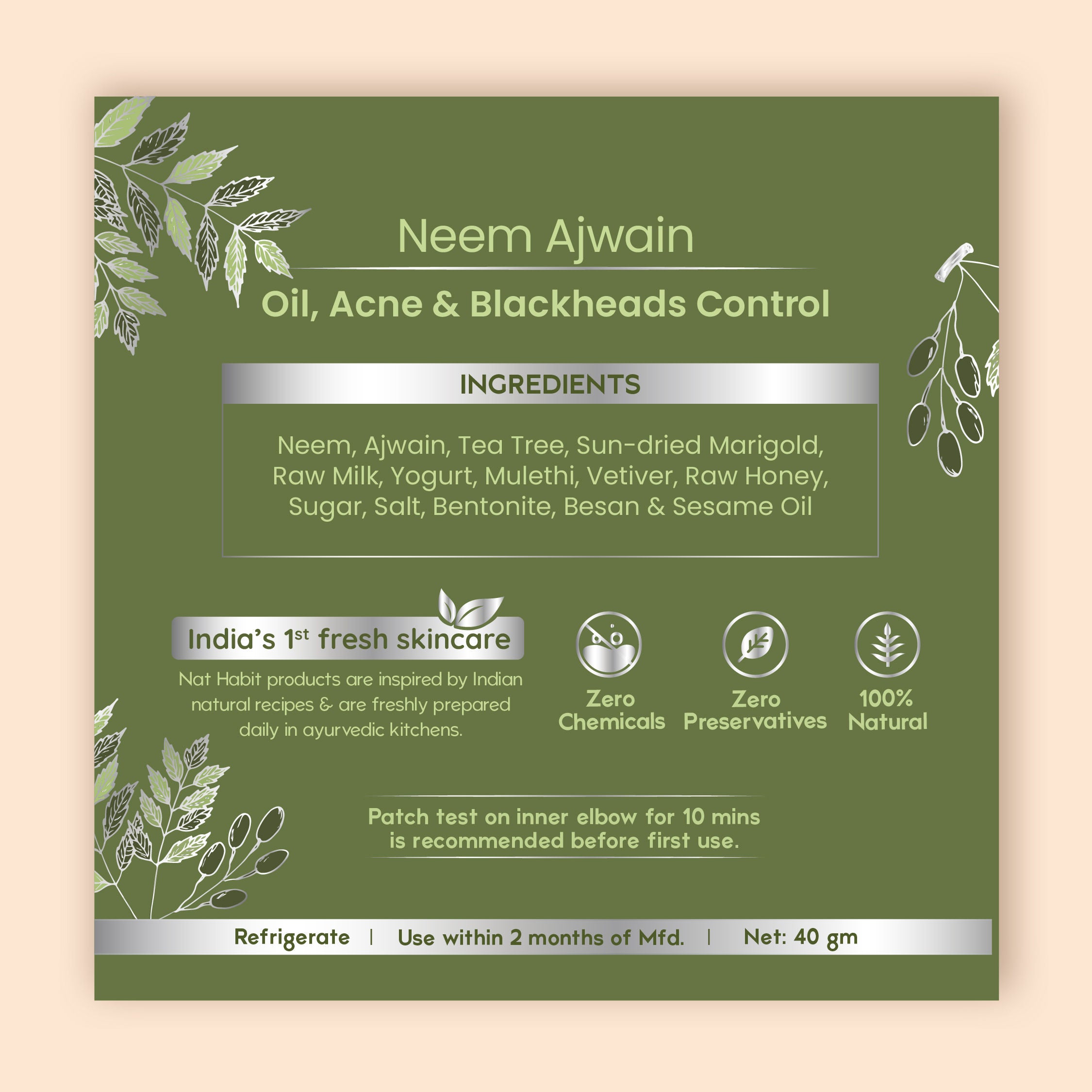 Neem Ajwain Ksheer Lepa, Clay Face Mask for Acne & Blemish Prone Skin, Ayurvedic Face Pack