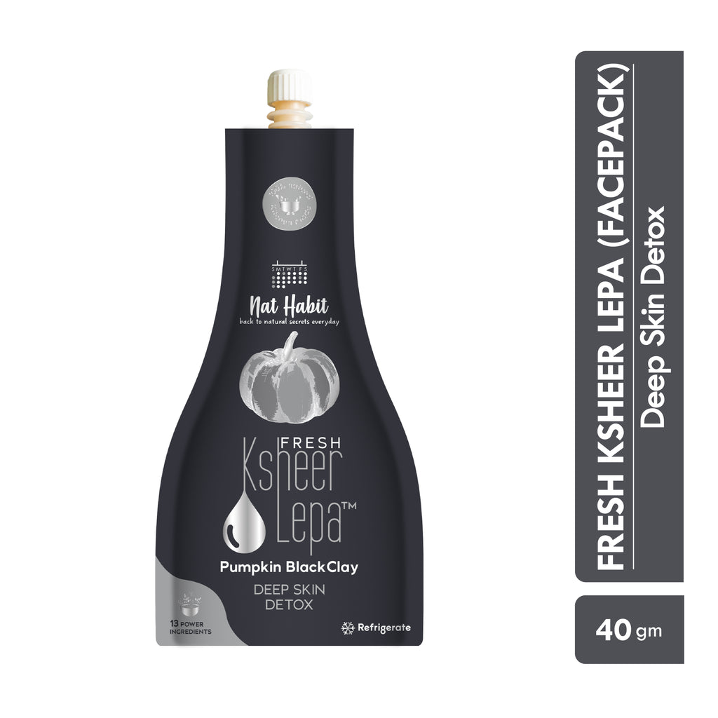 Pumpkin Black Clay Ksheer Lepa, Activated Charcoal Face Mask for Skin Detox,Clay Face Pack