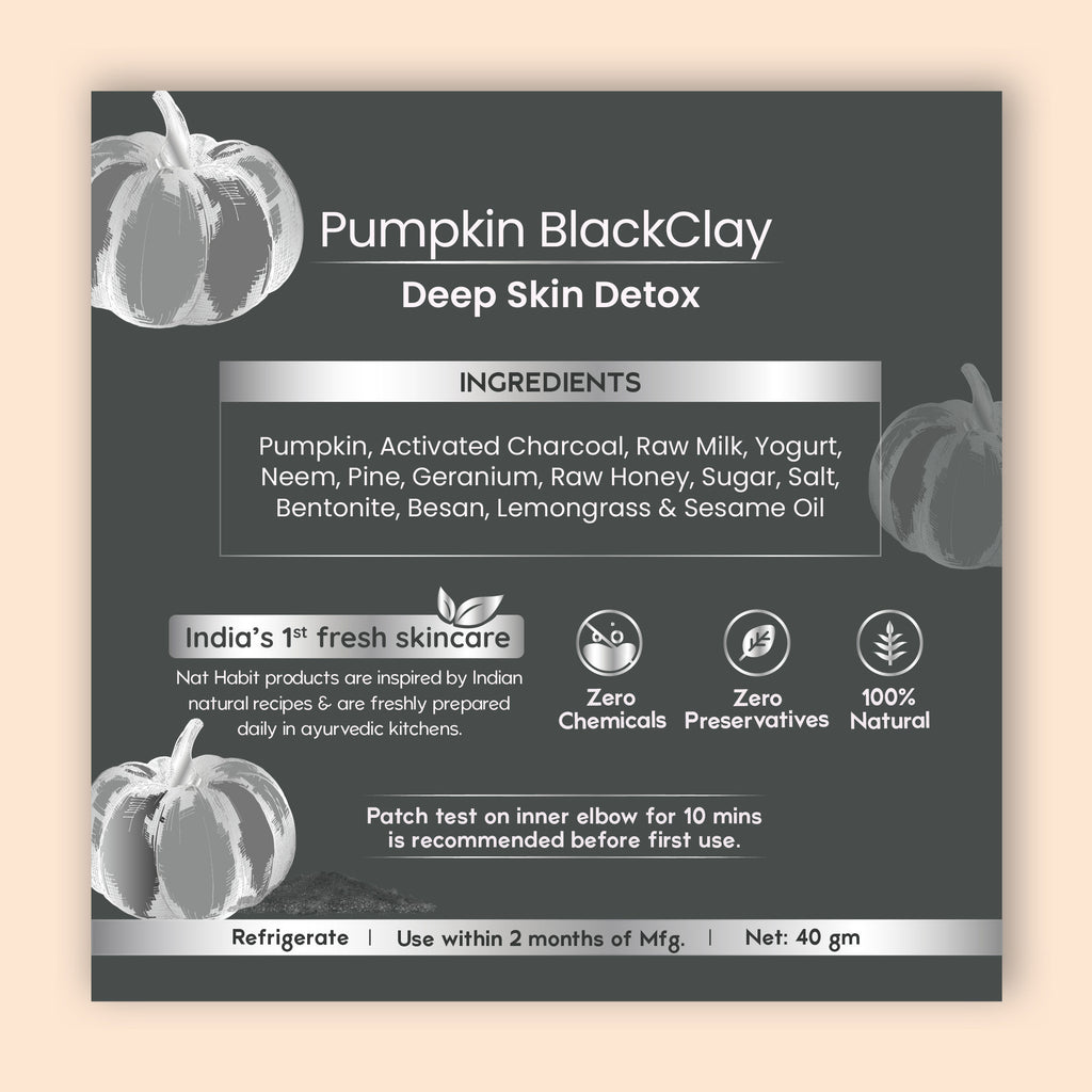 Pumpkin Black Clay Ksheer Lepa, Activated Charcoal Face Mask for Skin Detox,Clay Face Pack