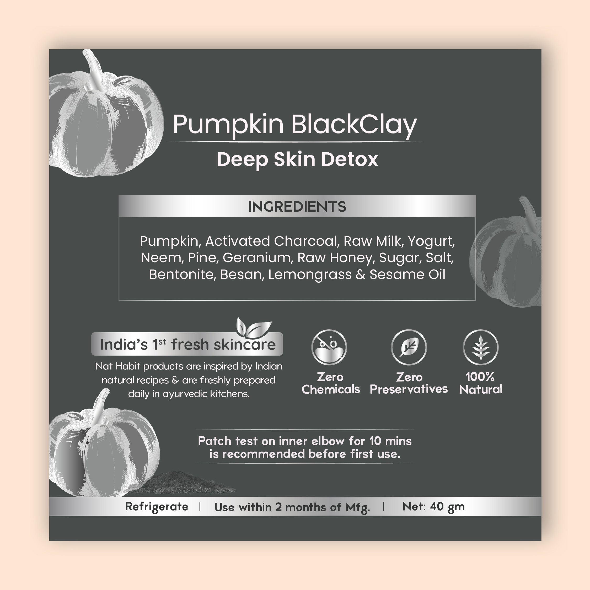 Pumpkin Black Clay Ksheer Lepa, Activated Charcoal Face Mask for Skin Detox,Clay Face Pack