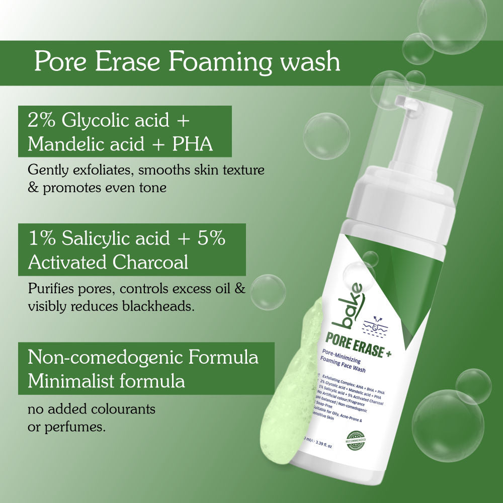 Pore Erase + Foaming Face Wash for Pore Cleansing, Blackhead Removal & Oil Control