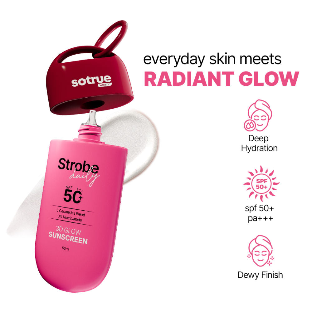 Daily Strobe Cream for Radiant Glowing Skin, Hydrating Dewy Base with Instant Glow