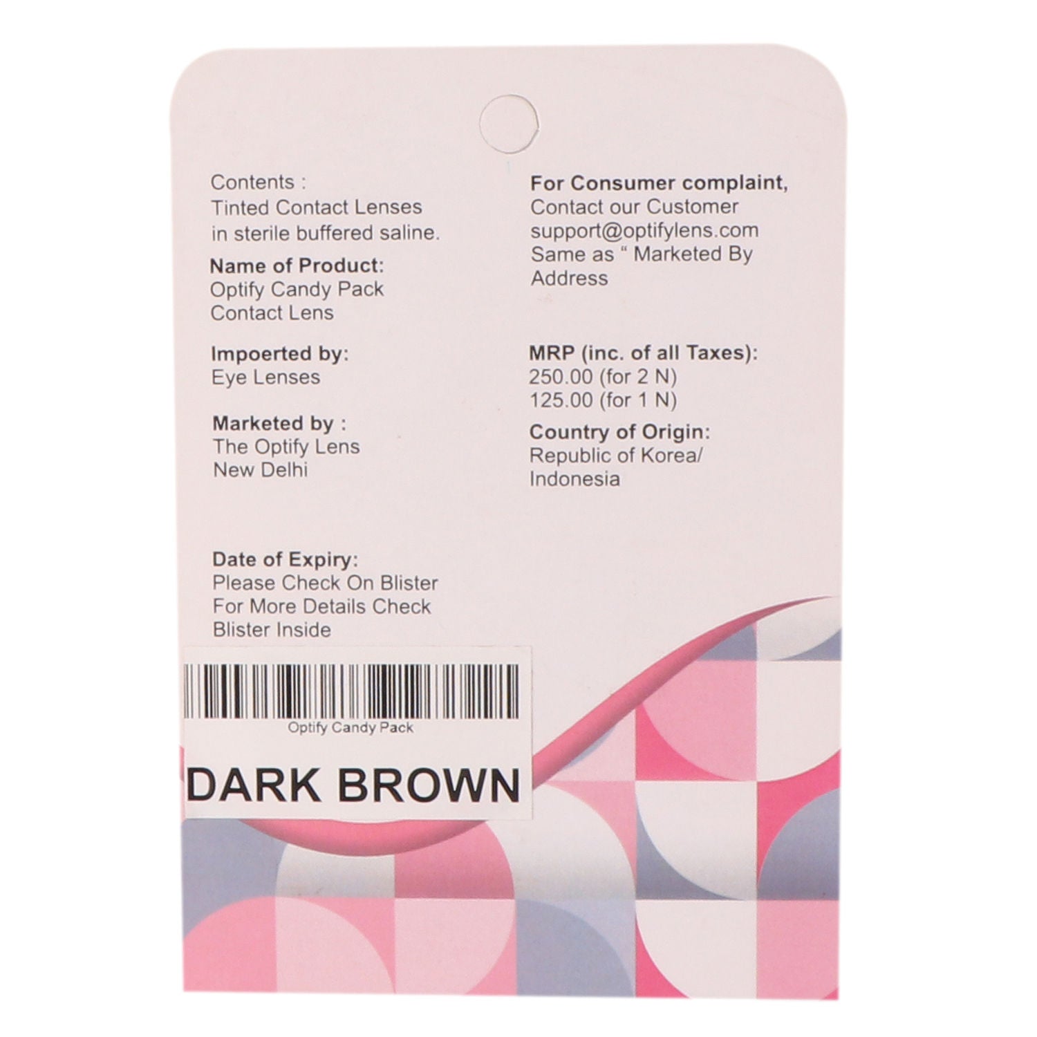 Candy Pack Colored Contact Lenses Zero Power - Dark Brown