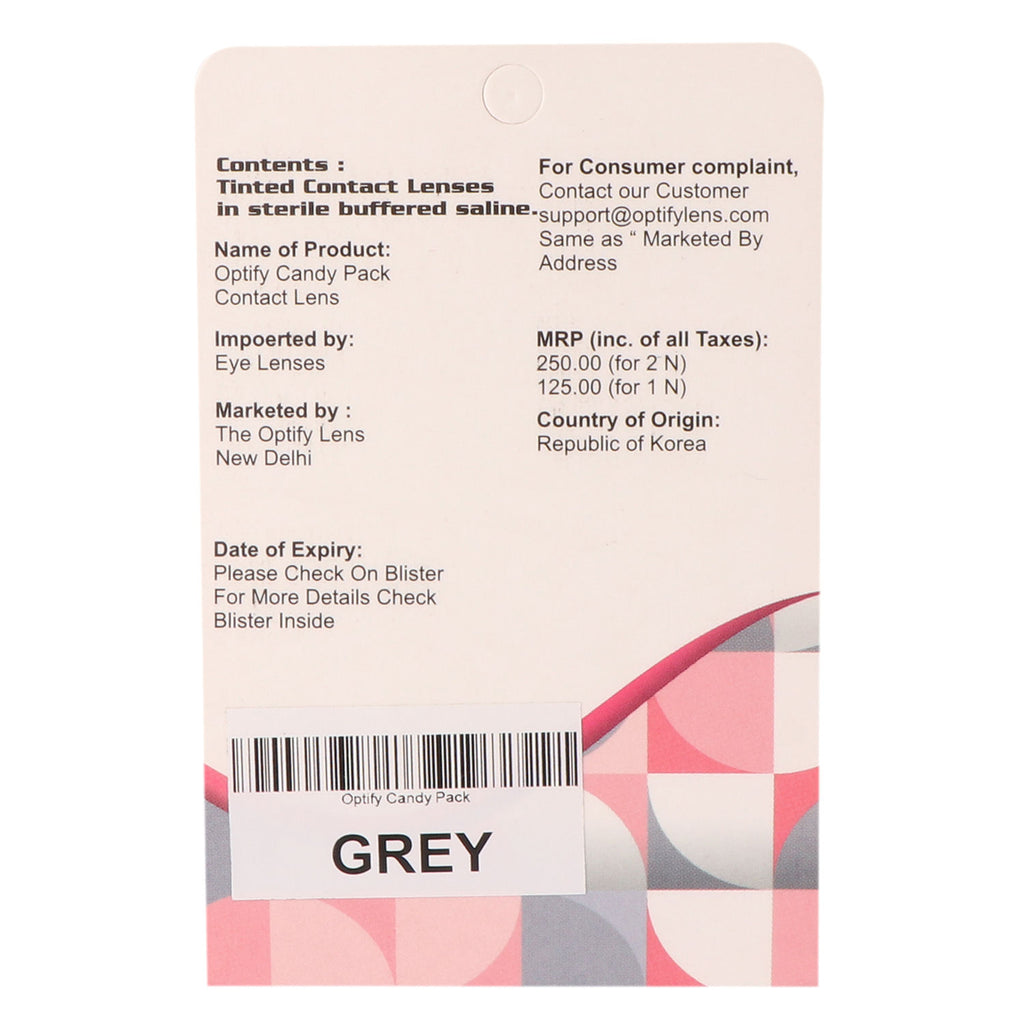 Candy Pack Colored Contact Lenses Zero Power - Grey
