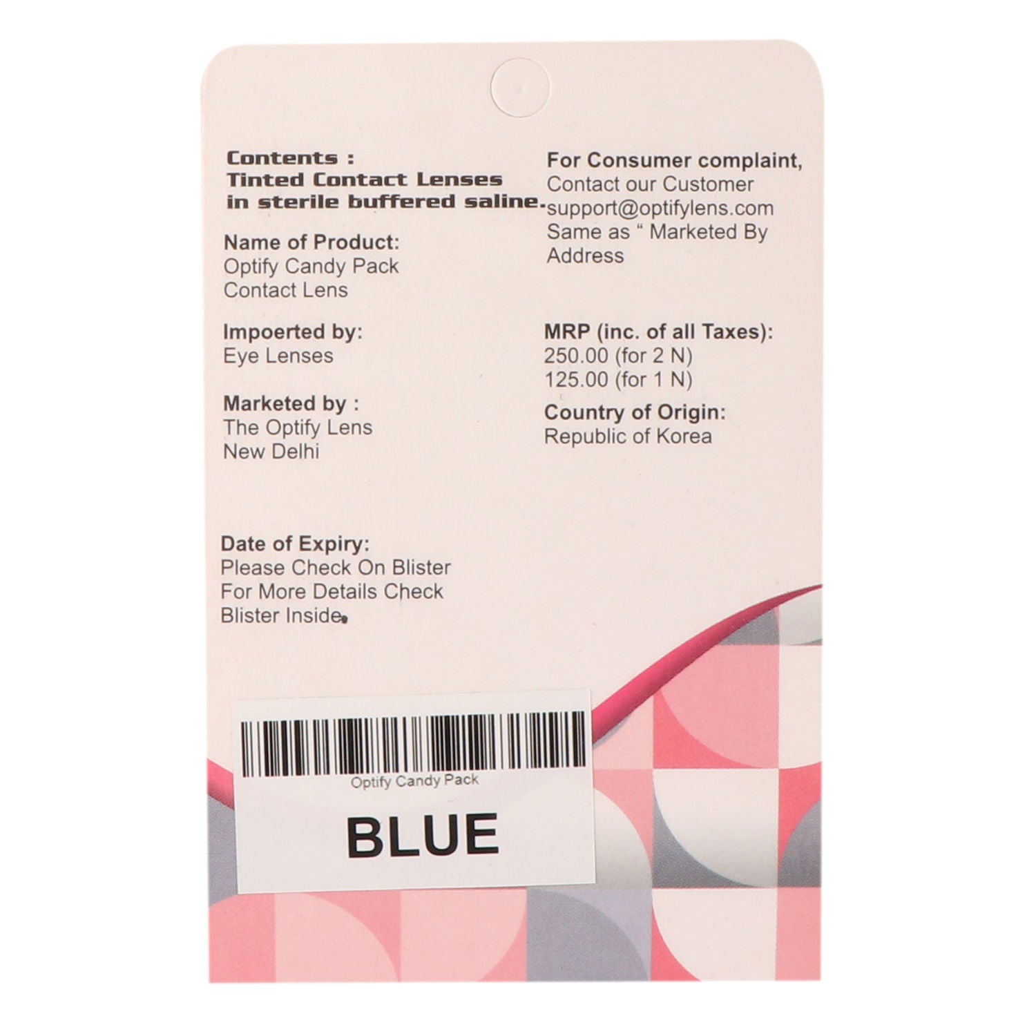 Candy Pack Colored Contact Lenses Zero Power - Blue