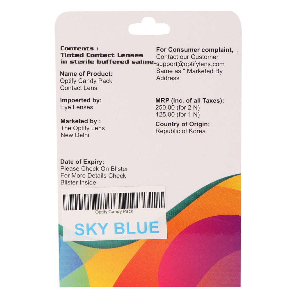 Candy Pack Colored Contact Lenses Zero Power - Sky Blue