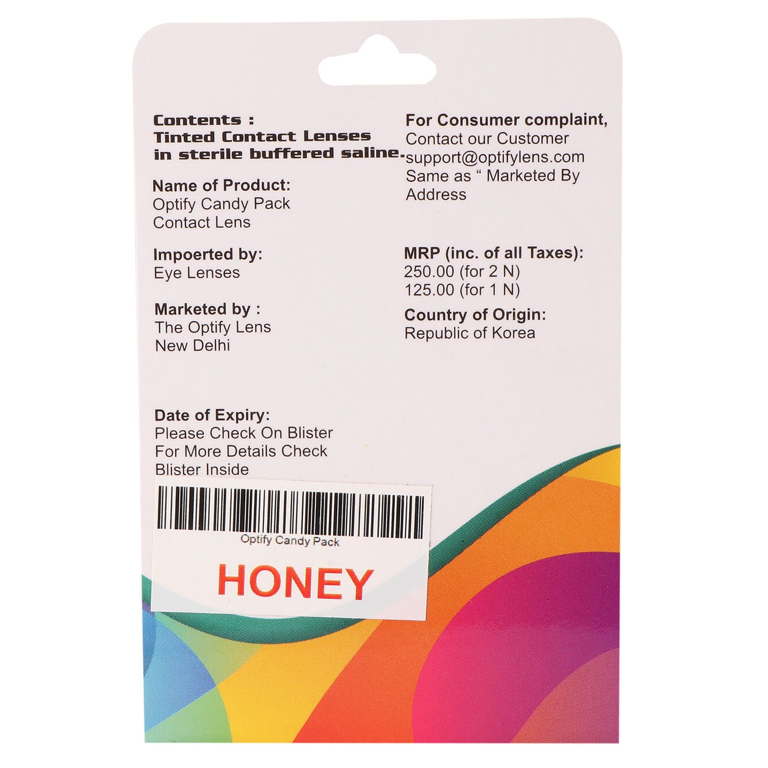 Candy Pack Colored Contact Lenses Zero Power - Honey