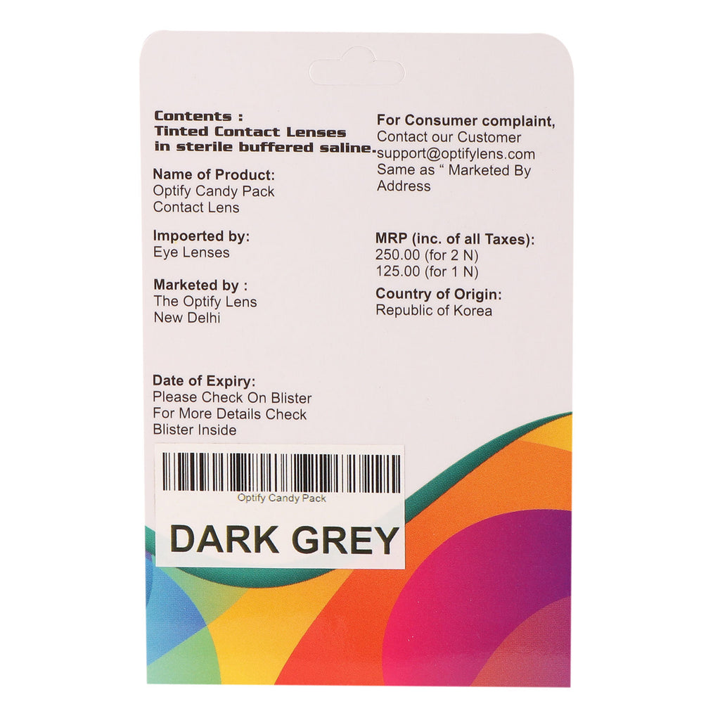 Candy Pack Colored Contact Lenses Zero Power - Dark Grey