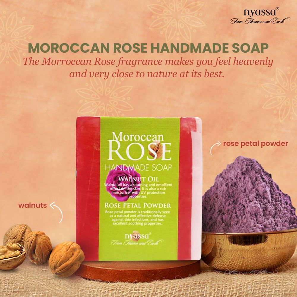 Moroccan Rose Soap | Walnut Oil & Rose Powder | Floral Fragrance | 150g
