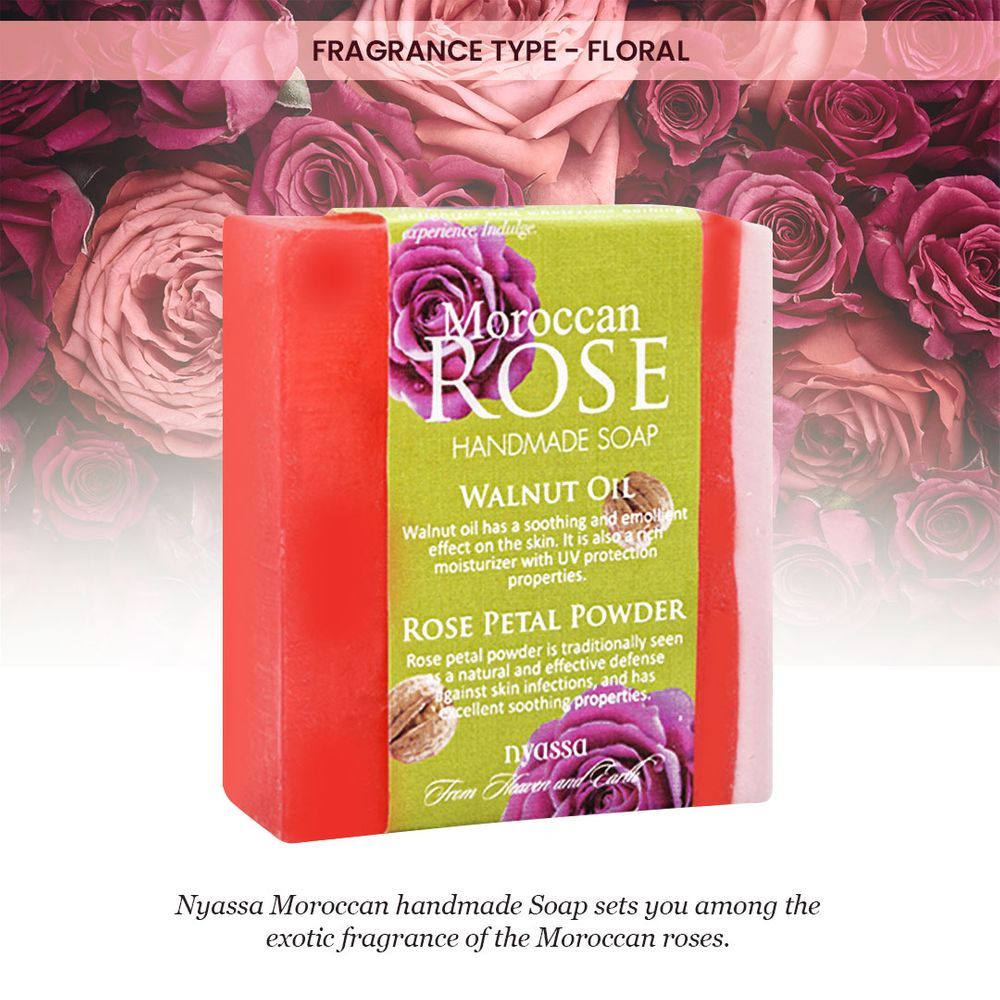 Moroccan Rose Soap | Walnut Oil & Rose Powder | Floral Fragrance | 150g