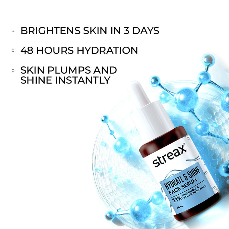Hydrate & Shine Face Serum With 11% Hyaluronic Acid Complex For Brightening, 48 Hr Hydration