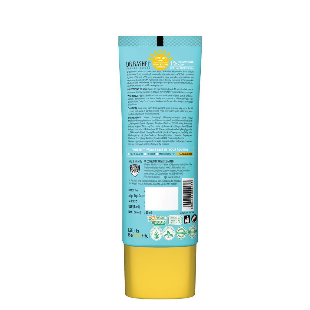 SPF 40 Serum Sunscreen With 1 Percent Hyaluronic Acid