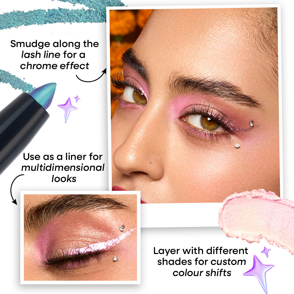 Nykaa Stardust Holographic Long Lasting Waterproof Smudgeproof Chrome Pencil Eyeliner