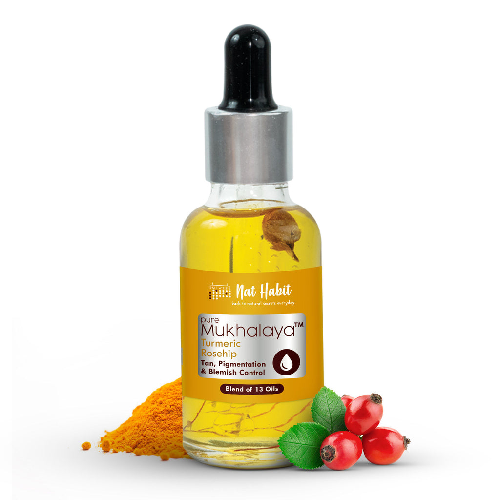 Pure Turmeric Rosehip Face Oil For Gua Sha, Tan Pigmentation & Blemish Control Mukhalaya