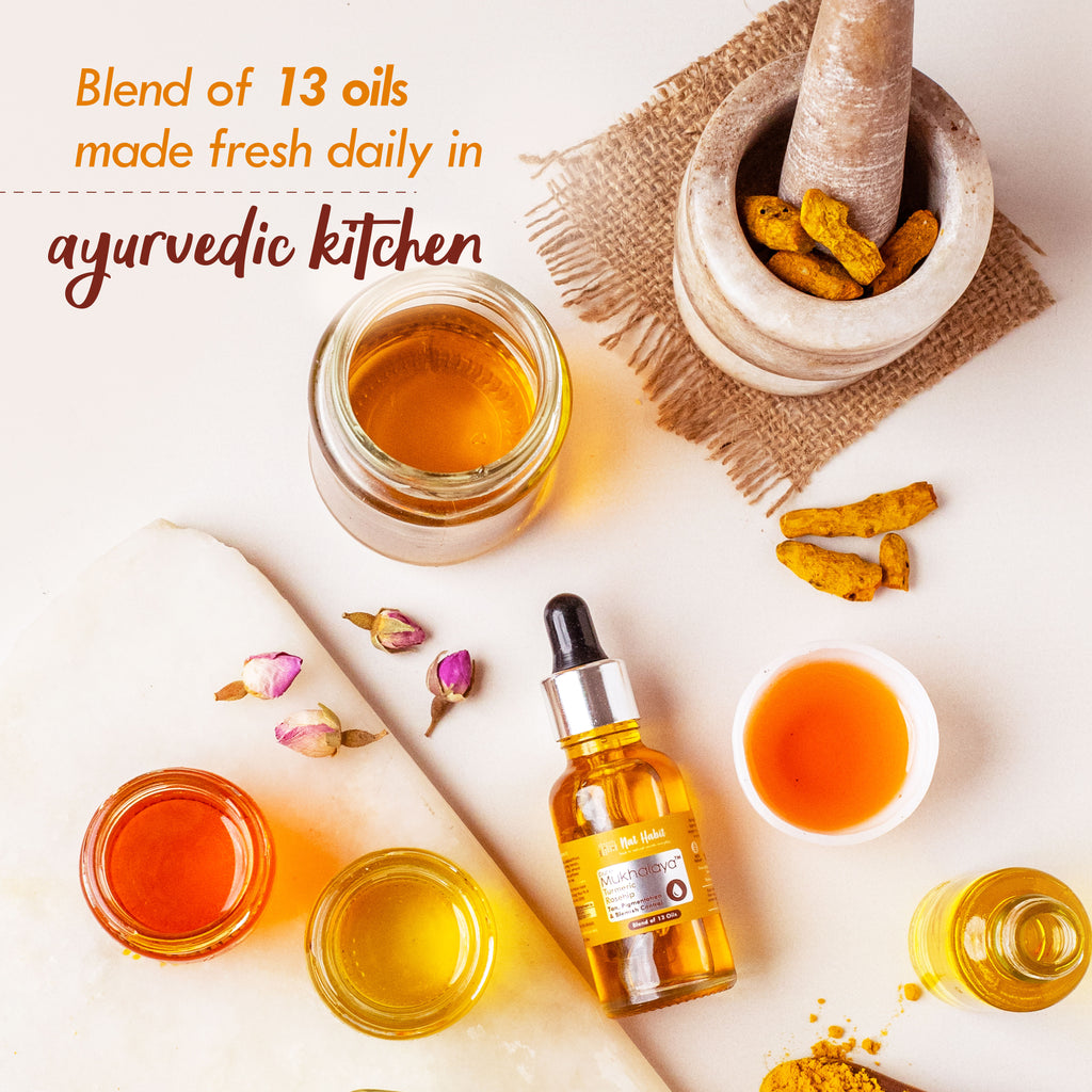 Pure Turmeric Rosehip Face Oil For Gua Sha, Tan Pigmentation & Blemish Control Mukhalaya