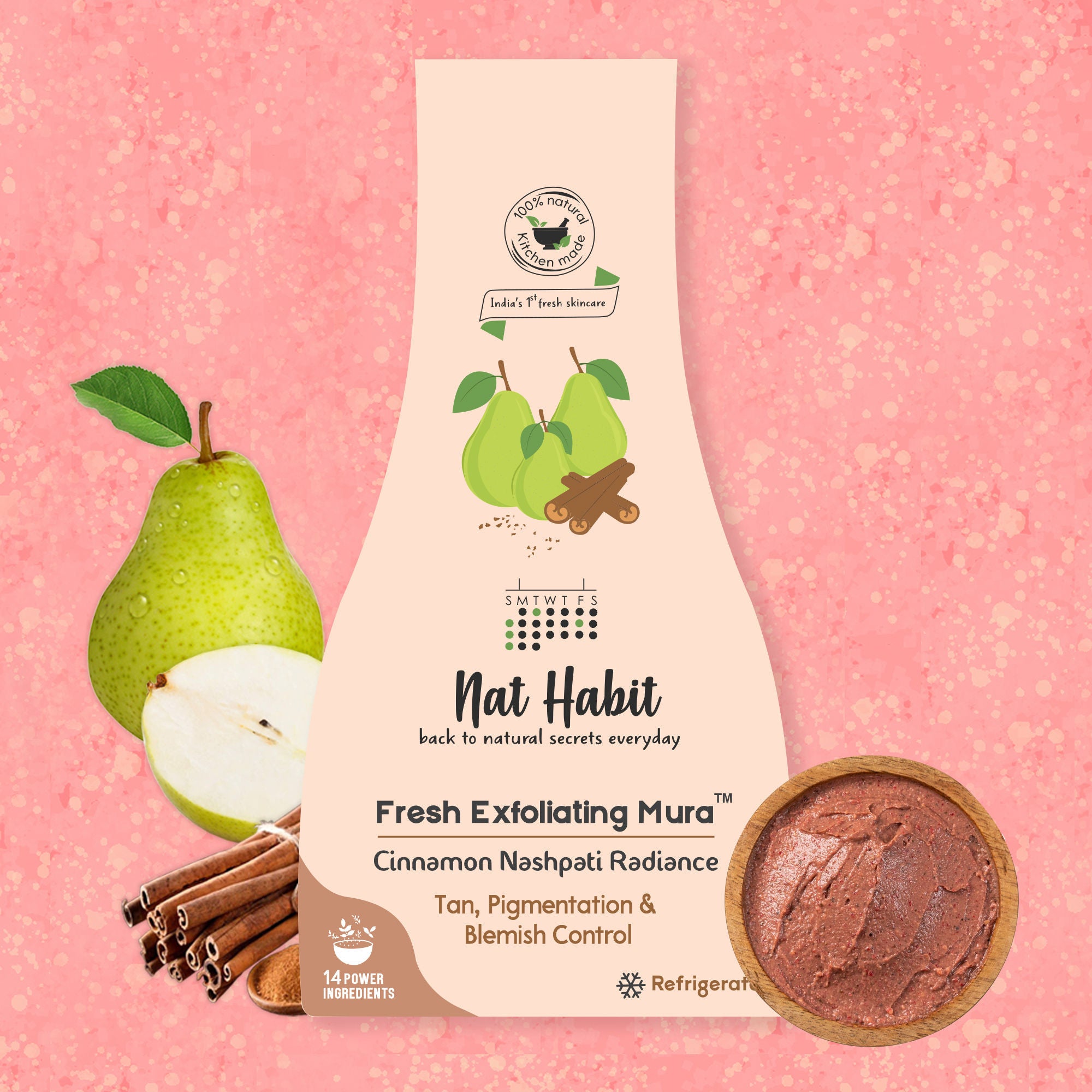 Cinnamon Nashpati Radiance Exfoliating Face Mura, Face Scrub for Tan, Pigmentation,Blemish