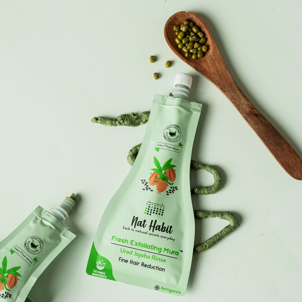 Urad Jojoba Exfoliating Mura, Ayurvedic Face Scrub for Fine Hair Reduction and Blackheads