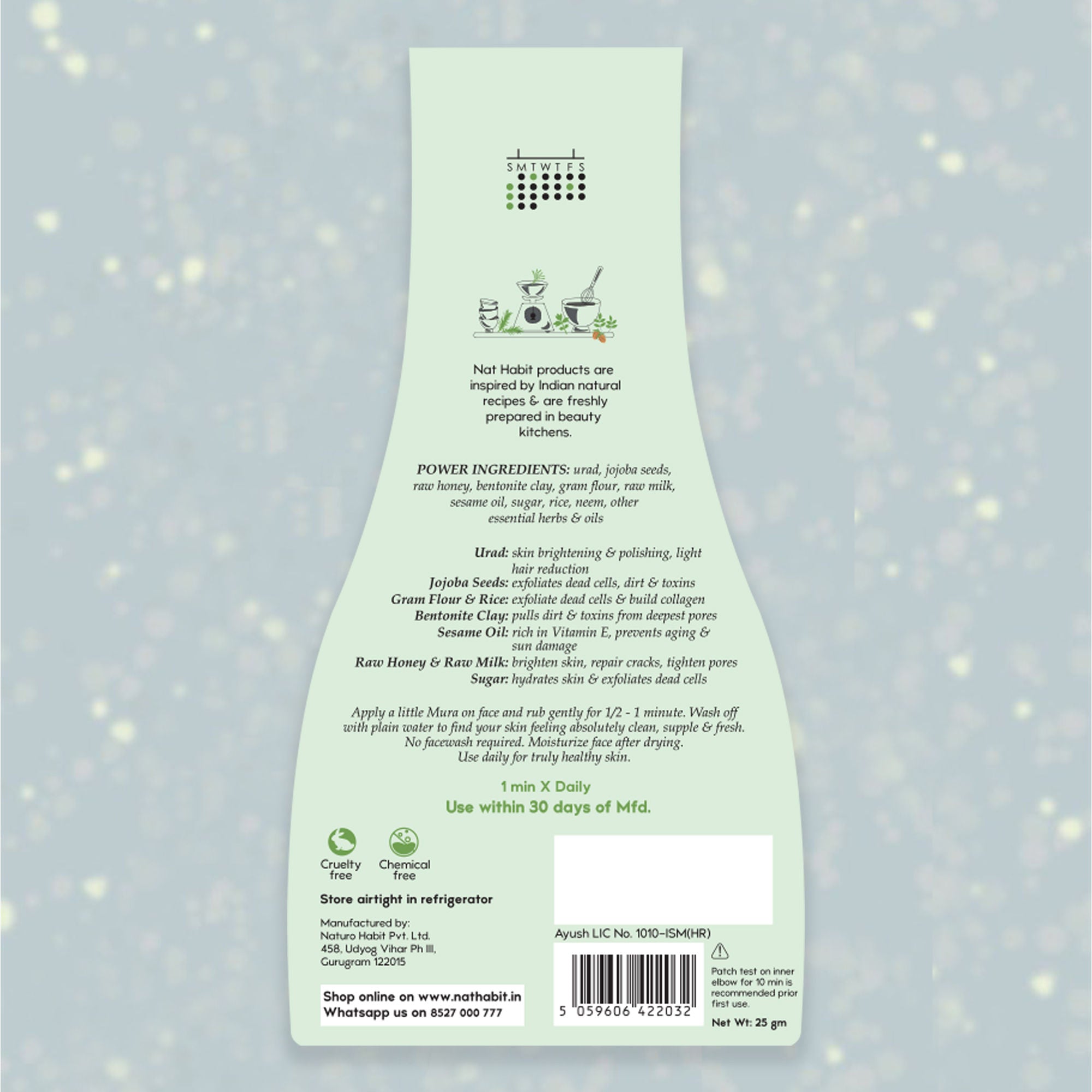 Urad Jojoba Exfoliating Mura, Ayurvedic Face Scrub for Fine Hair Reduction and Blackheads