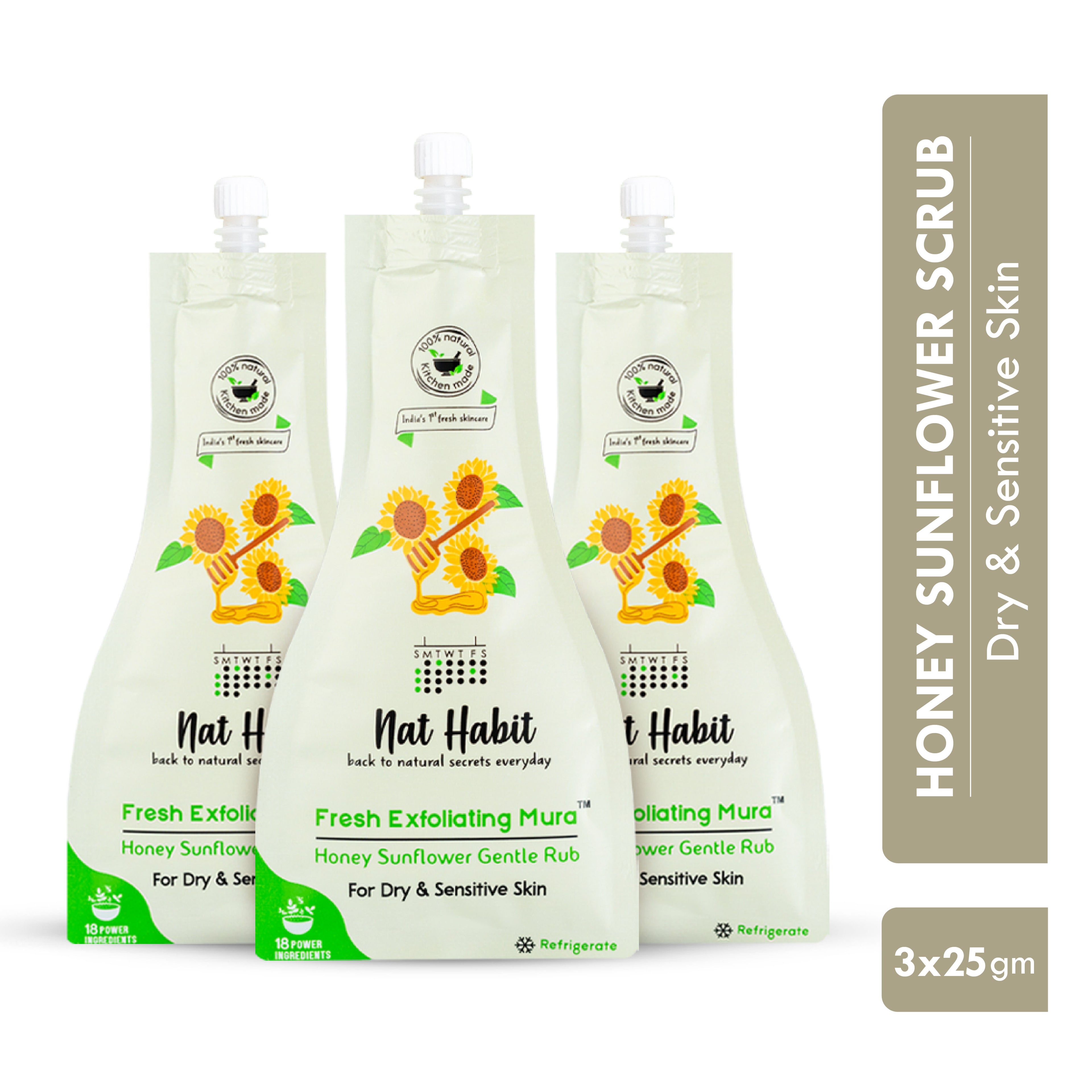 Honey Sunflower Exfoliating Mura, Face Scrub for Dry & Sensitive Skin, Ayurvedic Scrubber