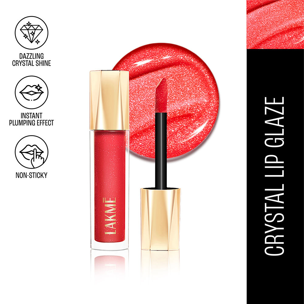 Glitterati Lip Glaze, High Shine Plumper Lip Gloss Oil with Collagen - Scarlet Spritzer