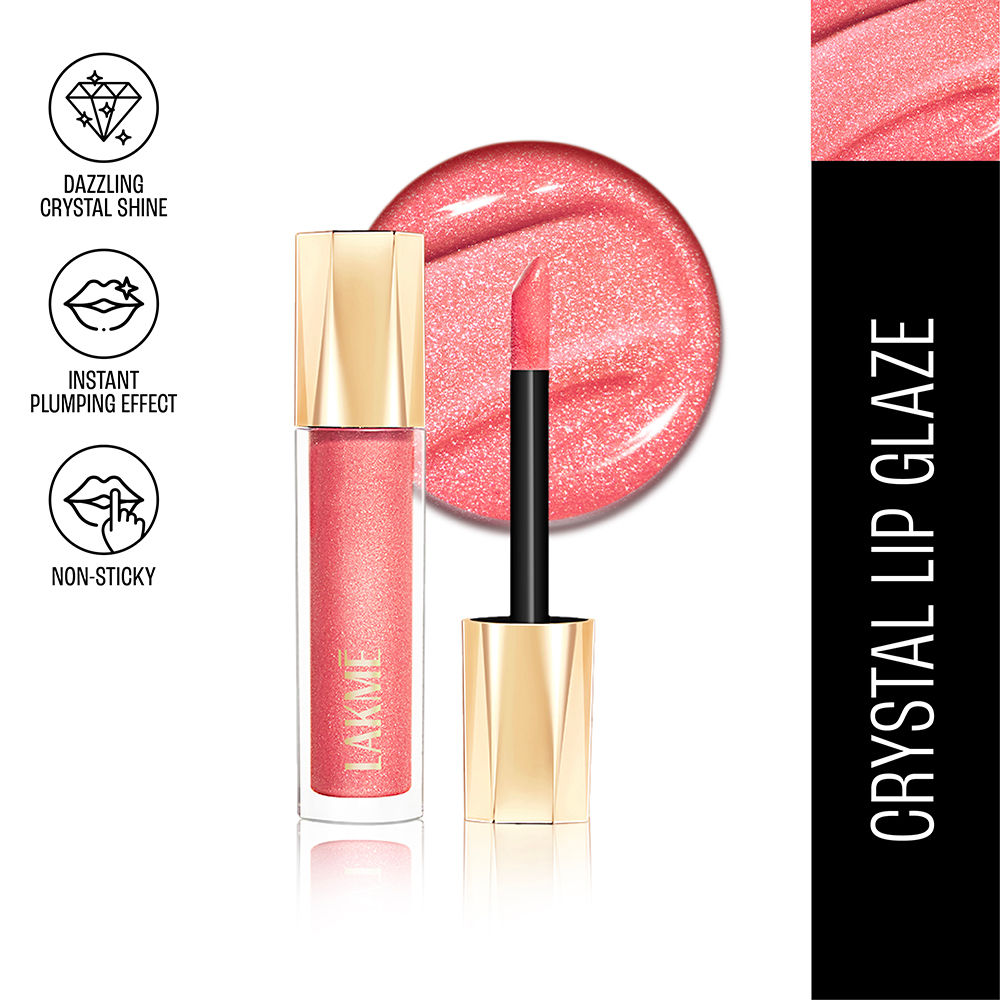 Glitterati Lip Glaze, High Shine Plumper Lip Gloss Oil with Collagen - Pink Champagne