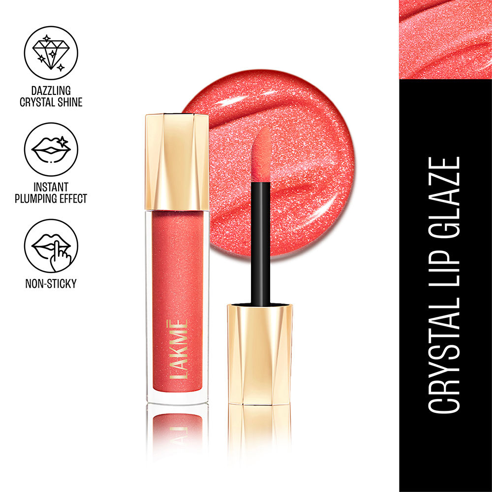 Glitterati Lip Glaze, High Shine Plumper Lip Gloss Oil with Collagen - Peach Punch