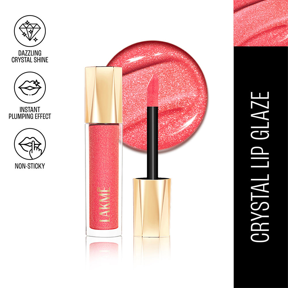 Glitterati Lip Glaze, High Shine Plumper Lip Gloss Oil with Collagen - Frosted Rose
