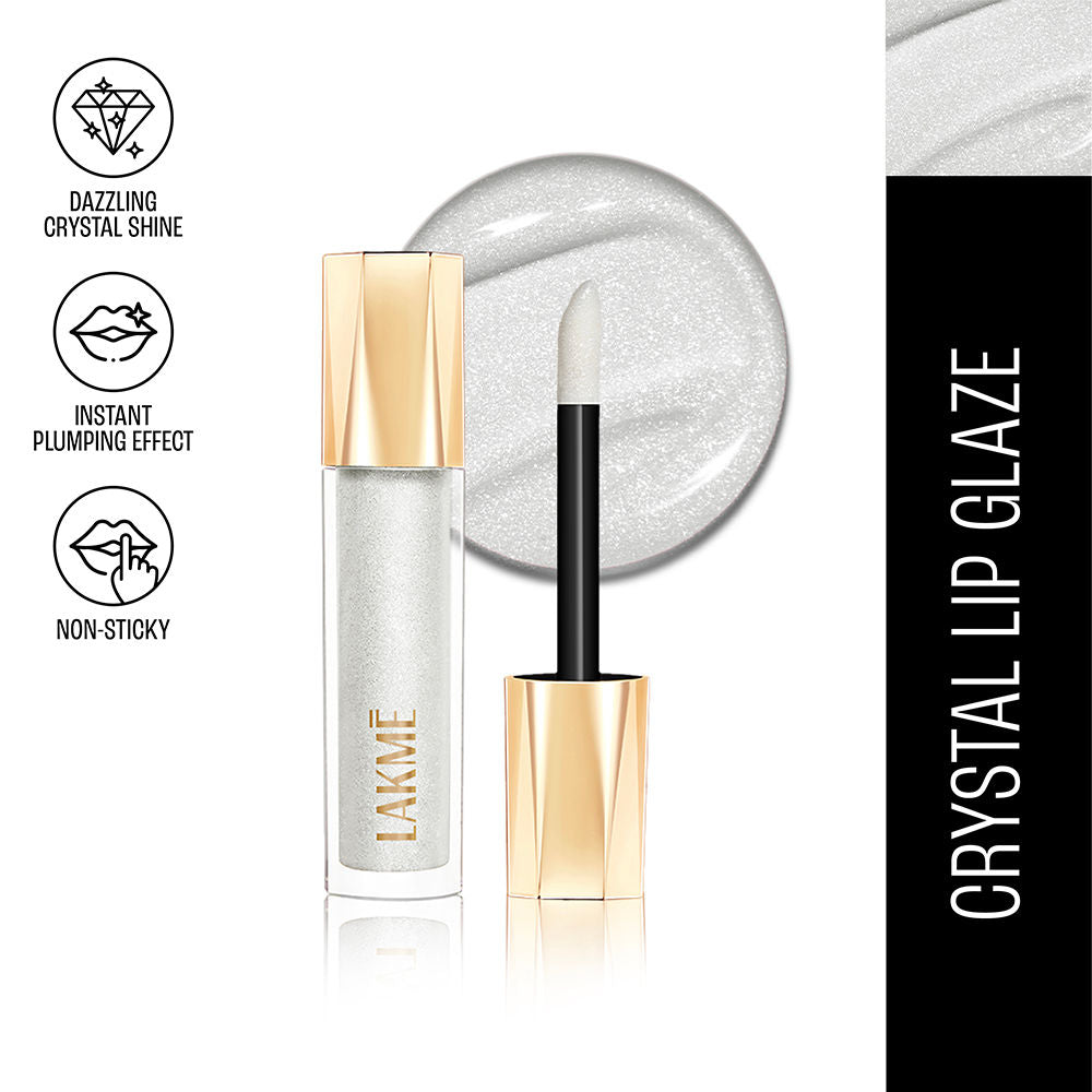 Glitterati Lip Glaze, High Shine Plumper Lip Gloss Oil with Collagen - Crystal Crush