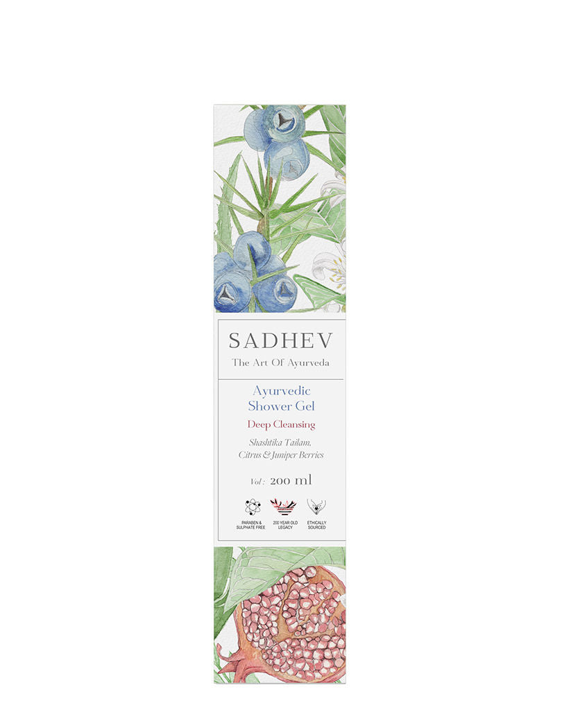 Ayurvedic Shashtika Tailam, Citrus & Juniper Berries Deep Cleansing Shower Gel