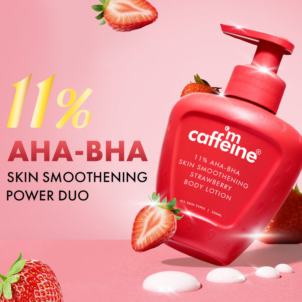 11% AHA BHA Strawberry Body Lotion for Smooth Skin, Gently Exfoliates, 72H Moisturization