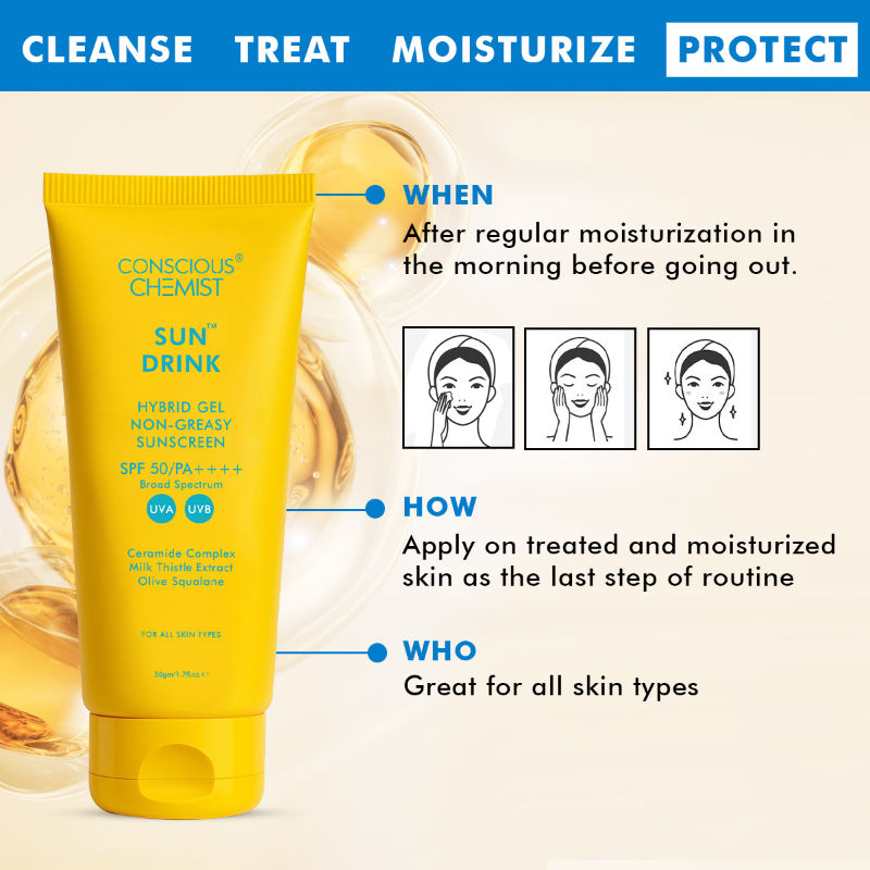 Sun Drink Ceramides Hybrid Gel Sunscreen SPF50 PA++++ With UVA/UVB & No White Cast