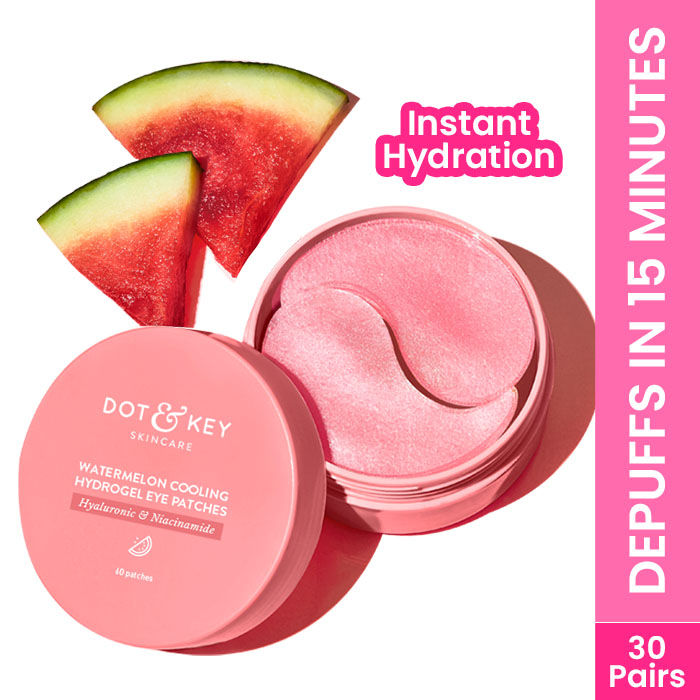 Watermelon Cooling Hydrogel Eye Patches, With Hyaluronic & Niacinamide, Depuffs & Cools