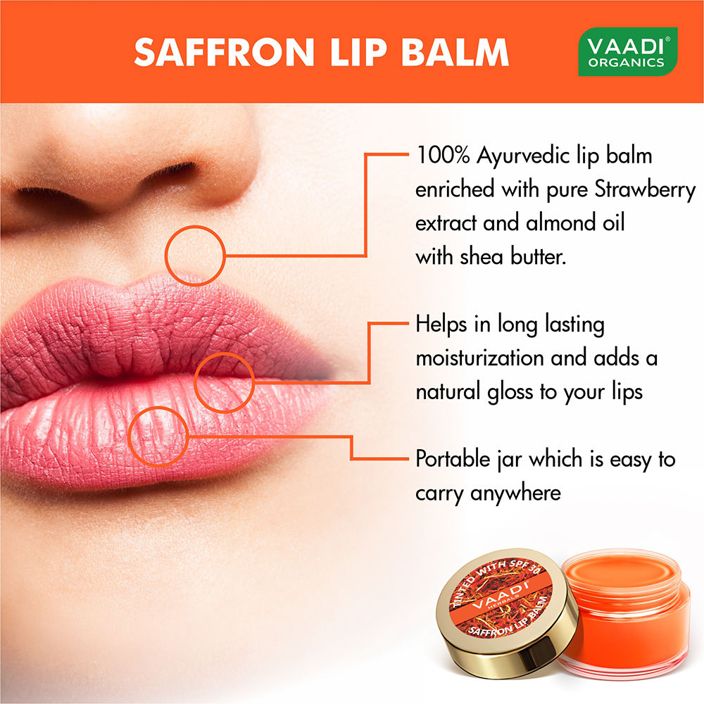 Tinted Saffron Lip Balm with SPF30 for Dry, Chapped & Sun Damaged Lips