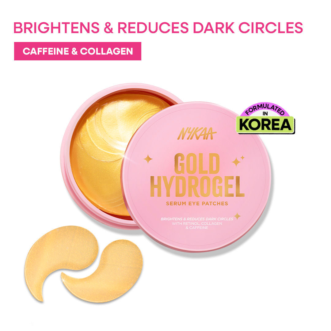 Gold Hydrogel Under Eye Patches-Caffeine & Collagen For Dark Circles, Hydration & De-Puff