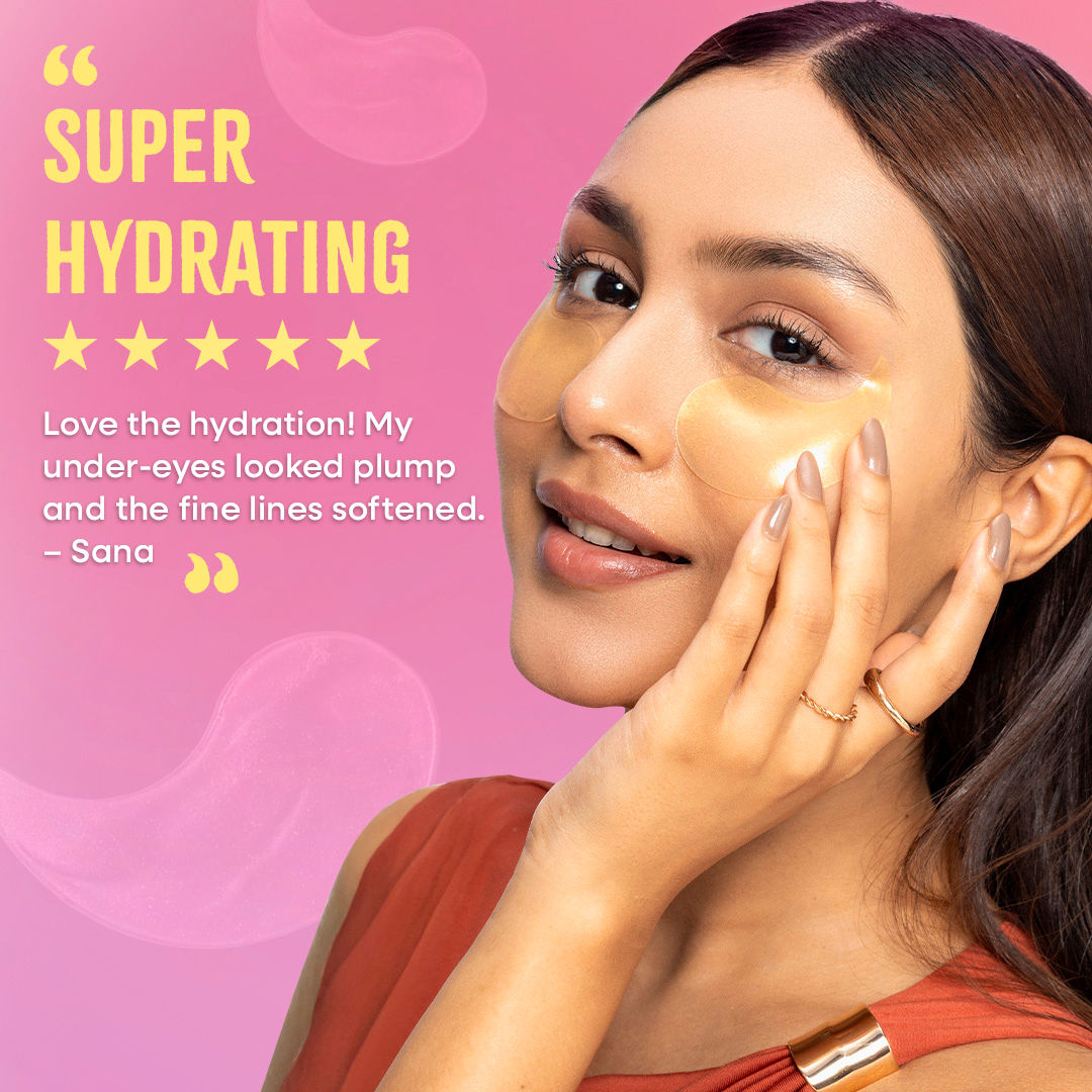 Gold Hydrogel Under Eye Patches-Caffeine & Collagen For Dark Circles, Hydration & De-Puff