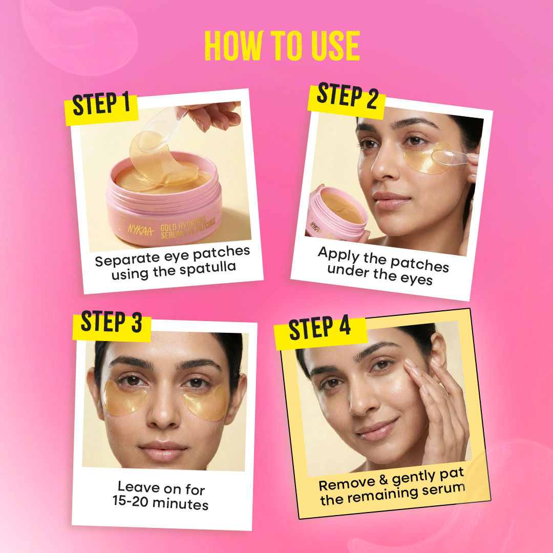 Gold Hydrogel Under Eye Patches-Caffeine & Collagen For Dark Circles, Hydration & De-Puff